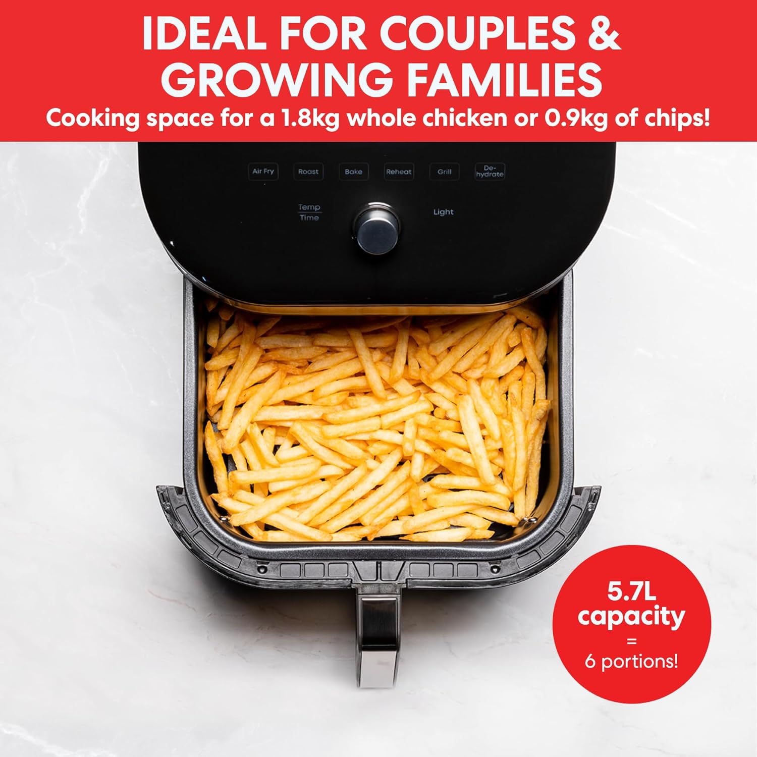 Instant Pot - Versazone Dual Black Air Fryer - Large 8.5L, Family Size - Single Double Basket with Divider - 8 in 1 - Food Dehydrate, Grill, Bake, Roast, Reheat, Non-Stick, Easy Clean, Dishwasher Safe