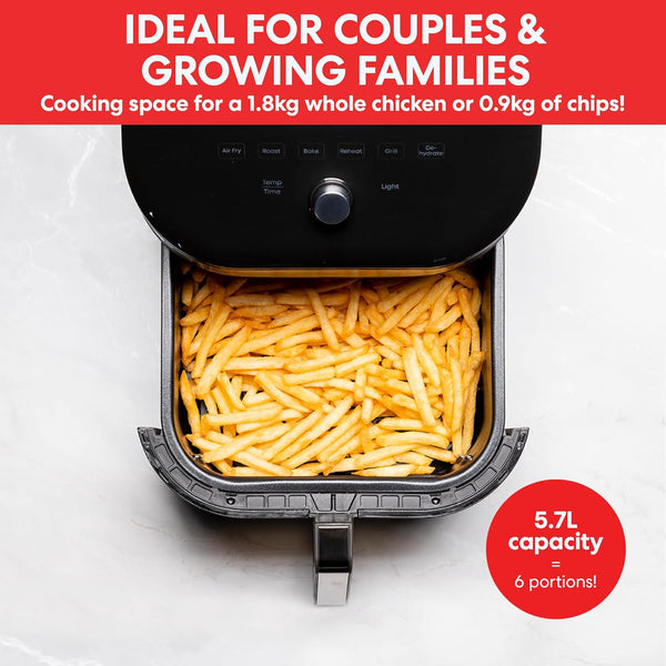 Instant Pot - Versazone Dual Black Air Fryer - Large 8.5L, Family Size - Single Double Basket with Divider - 8 in 1 - Food Dehydrate, Grill, Bake, Roast, Reheat, Non-Stick, Easy Clean, Dishwasher Safe