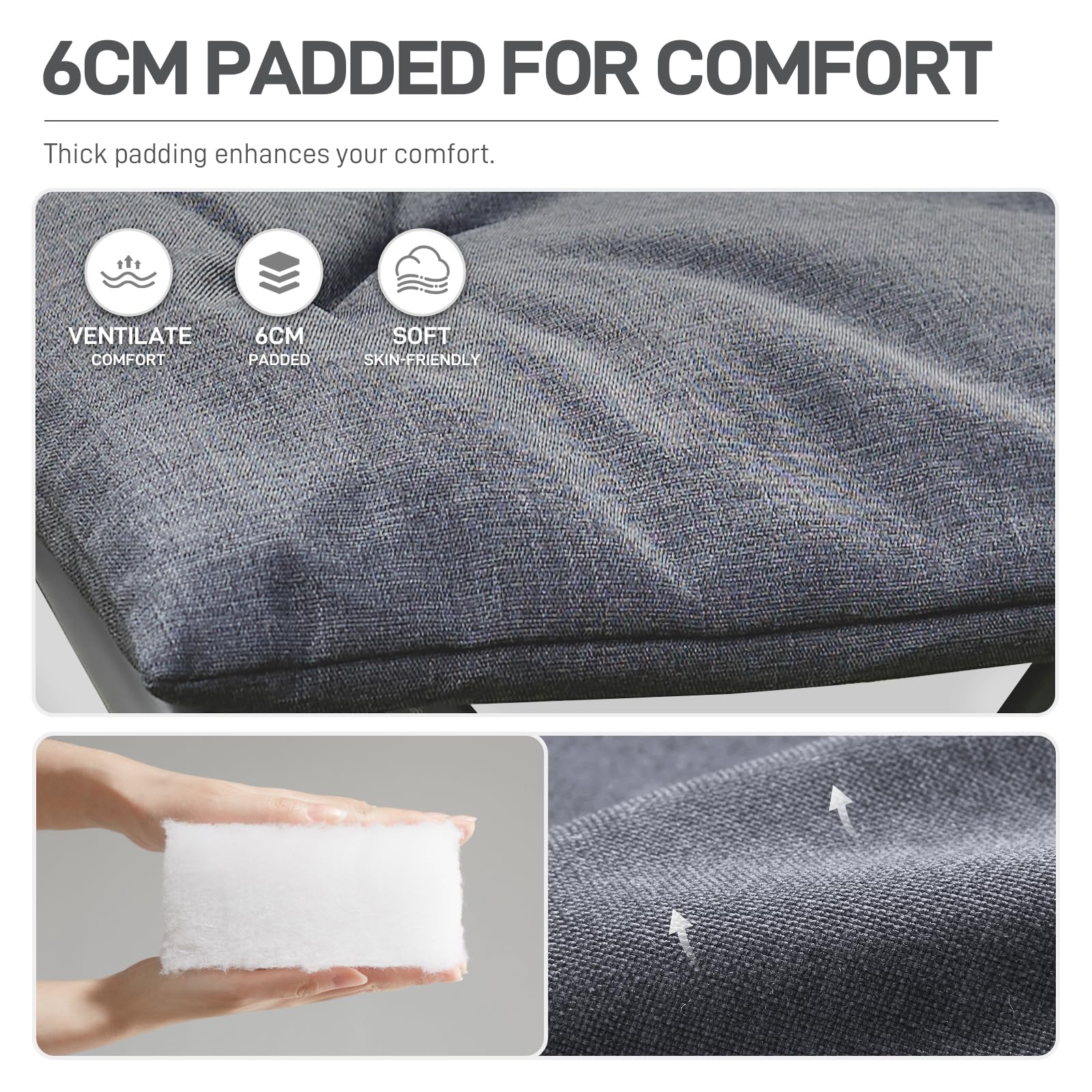 EVER ADVANCED Folding Camping Footrest Ergonomical Ottomans for Living Room Collapsible Garden Footstool Lightweight Leg Rest with Carry Bag for