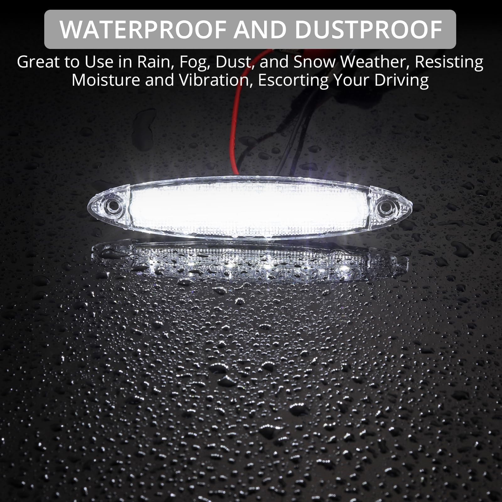 Justech 10pcs 6LED Side Marker Lights 12V Rear Lights 3030 SMD Indicator Lamps Universal Waterproof for Truck Trailer Van Caravan Lorry Car Bus-Red