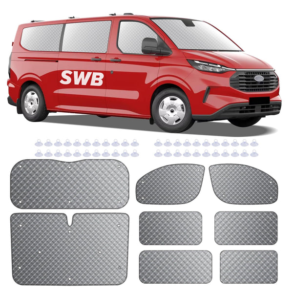 MaxAwe 8Pcs Internal Thermal Blind Set Fits for VW T5/T6 LWB, Luxury Sunshade Wrap Cover Kit, Window Front Screen Cover, Summer Uv Sun Blind & Winter Insulation Cover for VW Campervans & Motorhome