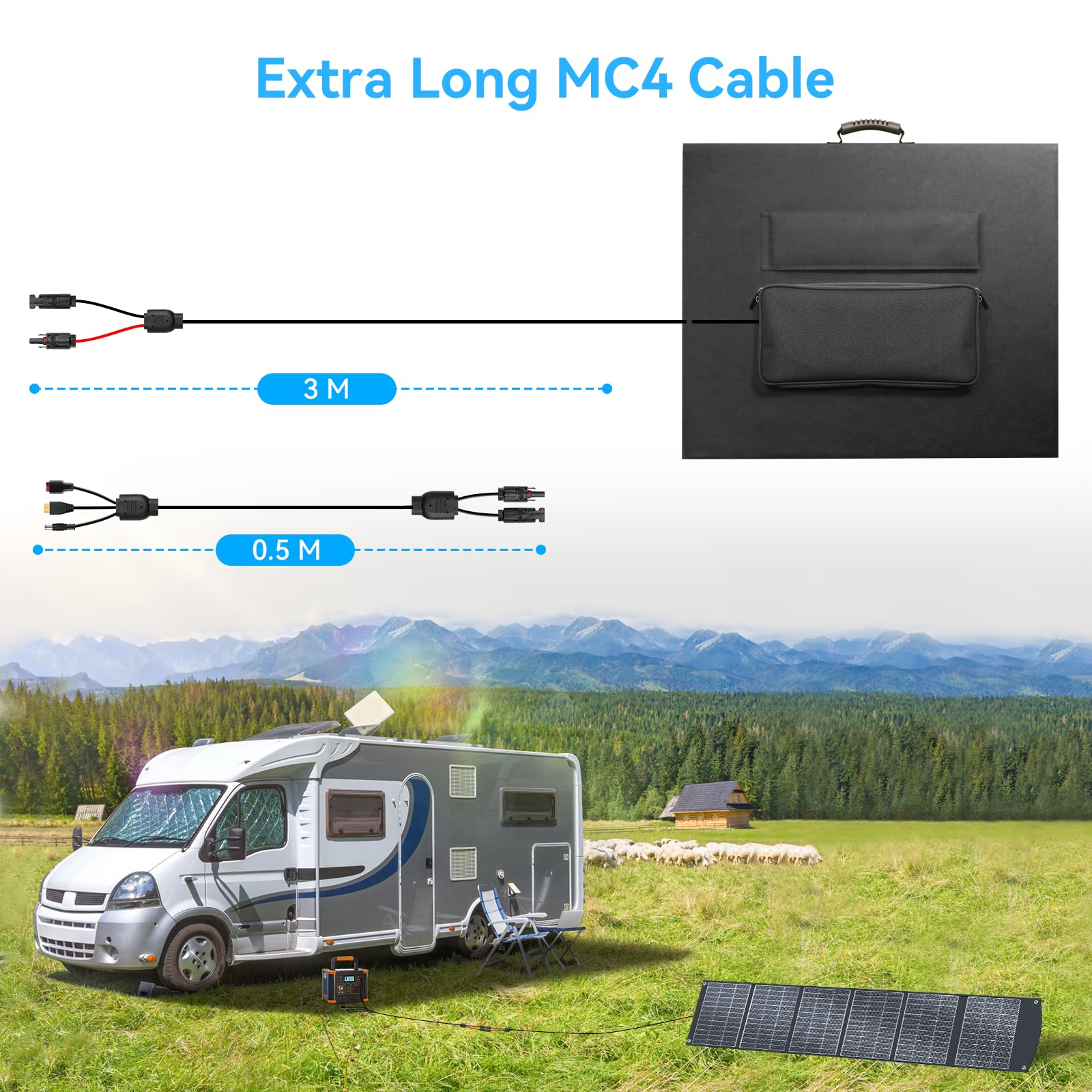 Ecosonique 200W Portable Solar Panel, Foldable & Lightweight with Kickstand, USB-C PD3.0 & USB-A QC3.0, MC4 & Multi-Output for Power Stations, Generators, RVs, Camping, and Outdoor Use
