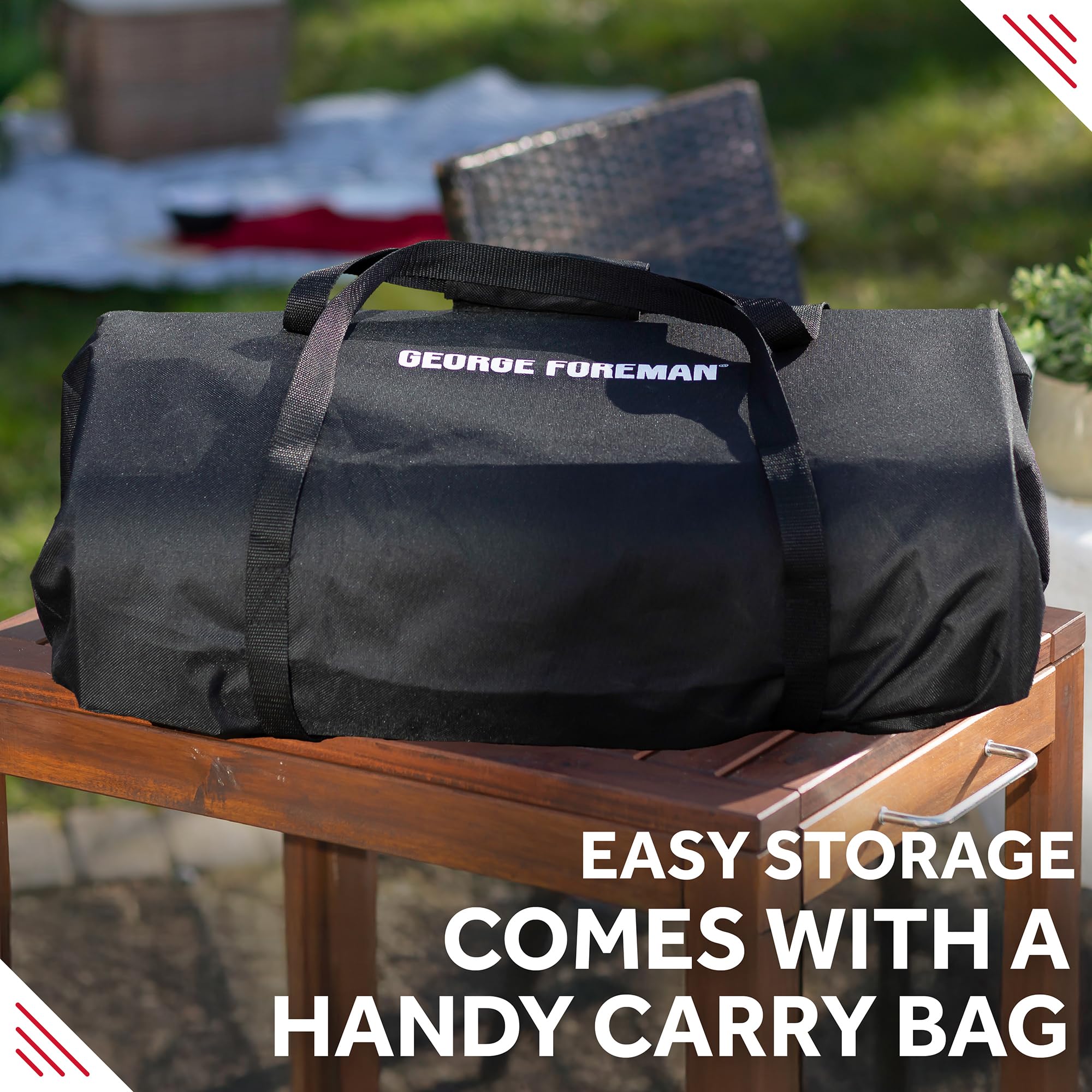 George Foreman Outdoor 12 Inch Wood Pellet Portable Wood Fired Pizza Oven Stainless Steel with Paddle and Carry Bag, BBQ Oven & Smoker, Foldable Legs GFWPPO1SSPC