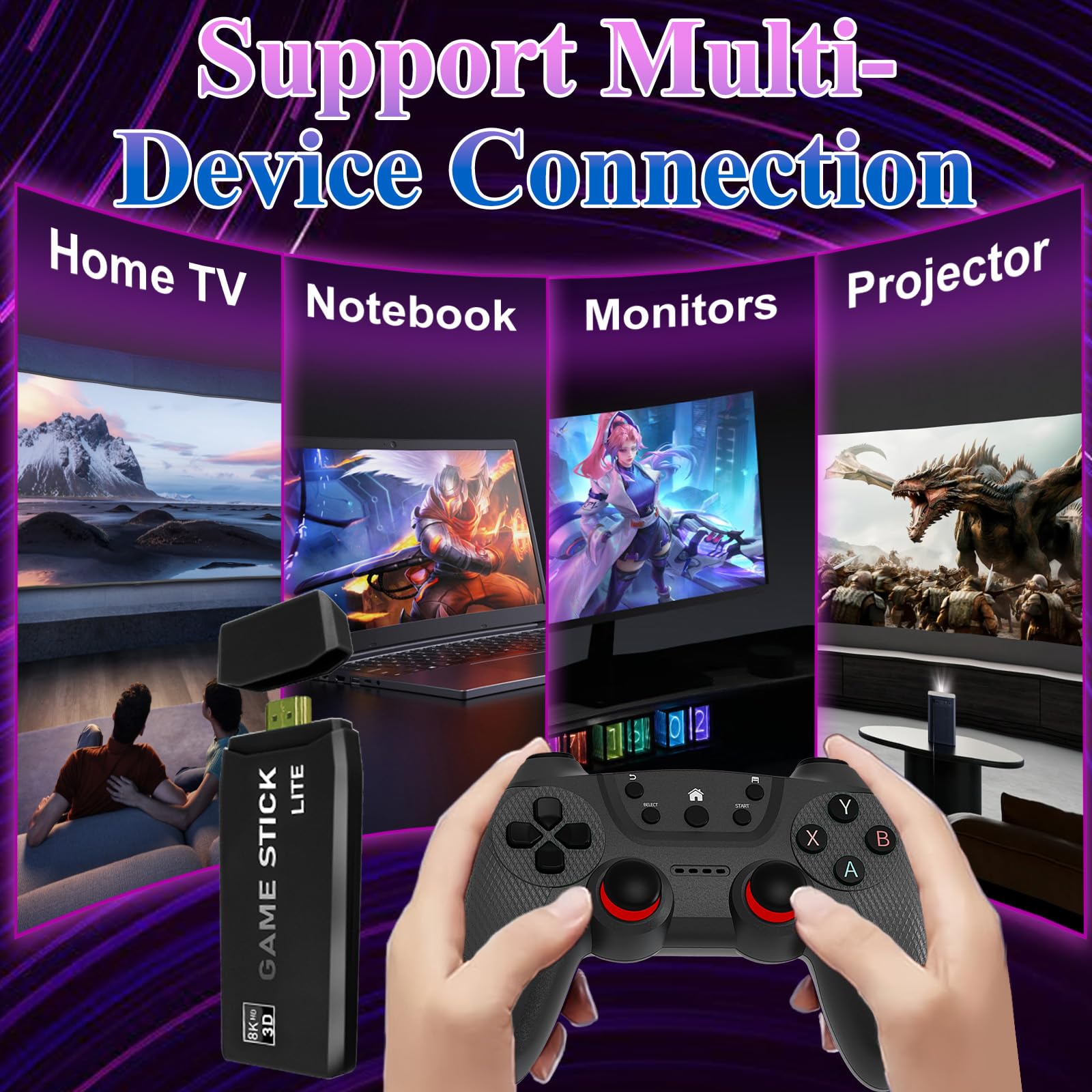 M22 Retro Game Console –Support to with 30000+ Classic Games, 8K HD HDMI, Plug and Play Game Console, Upgrade Dual Wireless Controllers Gift for Teen and Partner Black1