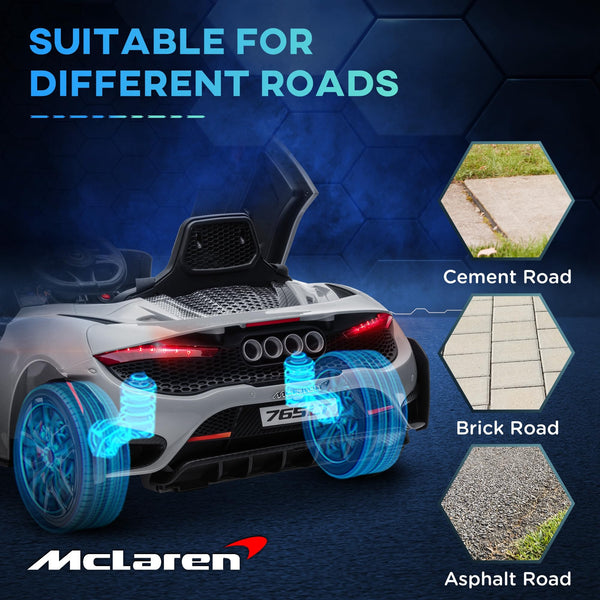 AIYAPLAY McLaren 765LT Licensed Electric Car for Kids with Butterfly Doors, 12V Kids' Electric Ride on with Remote Control, Transport Wheels, LED Lights, MP3 Music, Horn, for 3-6 Years, Orange