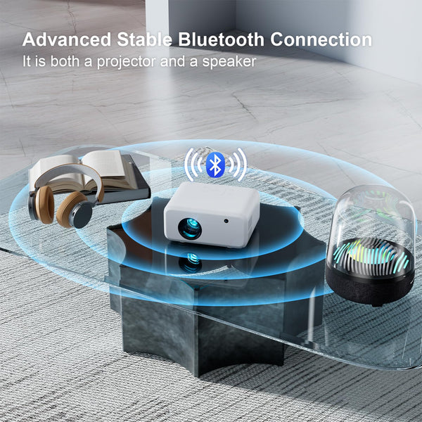 [360°Adjustable Stand] Mini Projector with WiFi and Bluetooth: Electric Focus & Auto Keystone 1080p Supported, 15000L,Phone Projector - 2025 Upgraded Visulapex Portable Home Theater