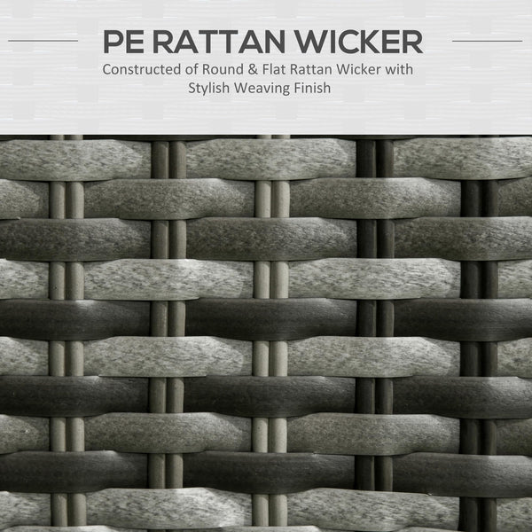 Outsunny 4 Pieces Rattan Garden Furniture Set, Round Wicker Garden Sofa Set with Loveseat, Armchairs and Glass Top Table, Outdoor Conservatory Furniture with Cushions for Patio, Balcony, Light Grey