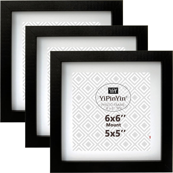 Black 50x70cm Boxed Picture Frames Set of 3 with Mounts for 40x60cm, 70x50cm poster frame with Acid Free mount for 40x60cm photo (Black 3Pack)