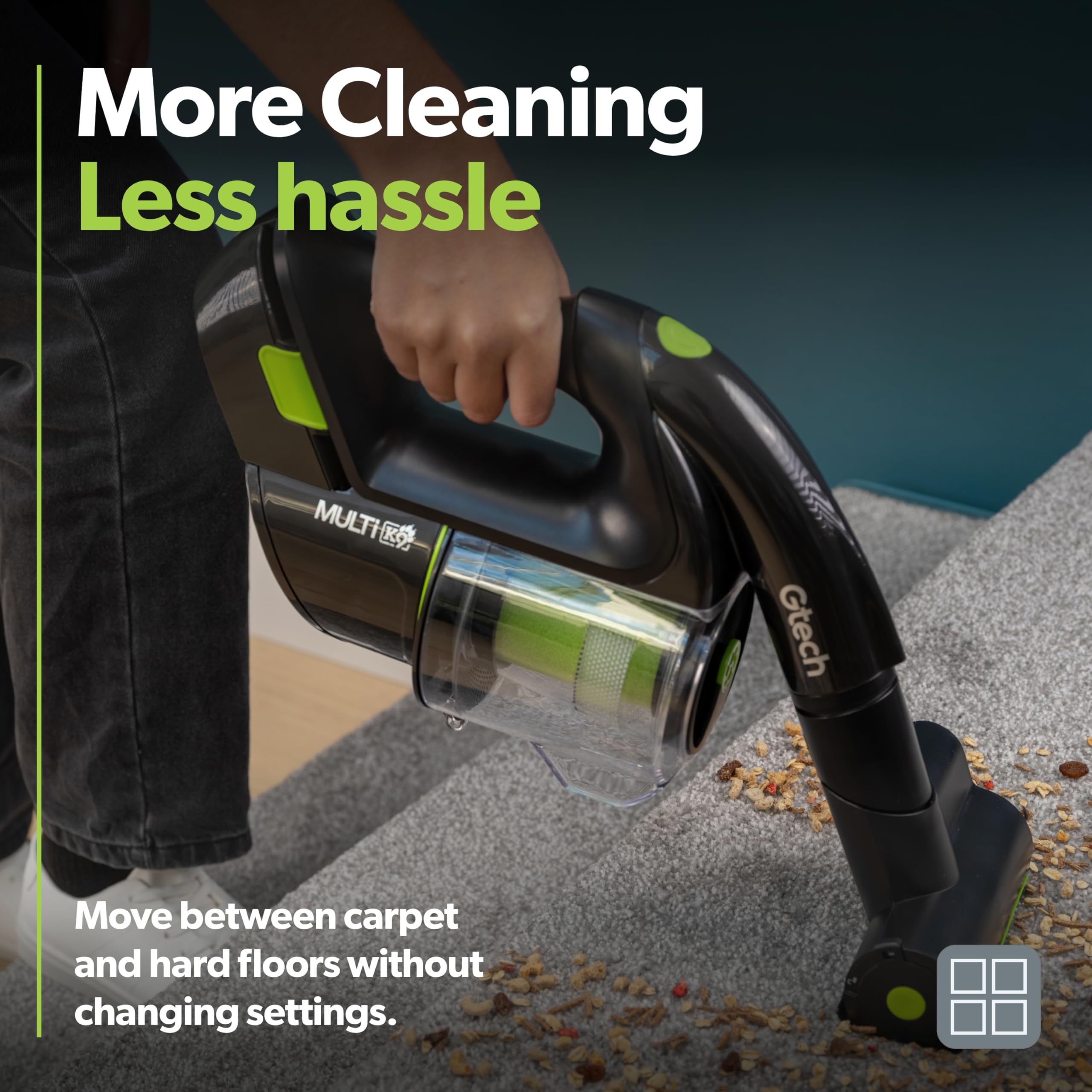 Gtech Multi MK2 | Cordless Handheld Vacuum Cleaner for Cars, Stairs, Home | 22V Li-ion Battery | Powered Brush Bar