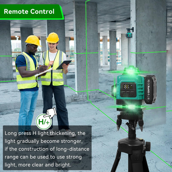 Laser Lever with Tripod, Healfith 4 x 360° 16 Lines Self Leveling Laser Level Green Lazer Level for Construction, Tile, Home Renovation, Picture Hanging