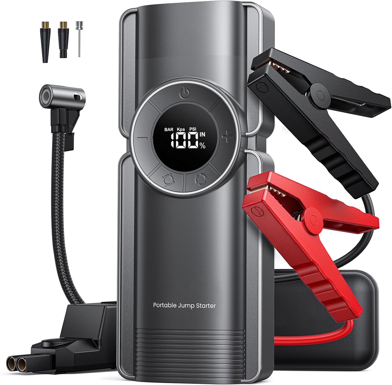 4-in-1 Jump Starter Power Pack, 3000A Car Battery Booster Jump Starter with 150 PSI Air Compressor(8.5L Gas/8.0L Diesel),Car jump Starter Power Bank with Digtal Display,Emergency Light