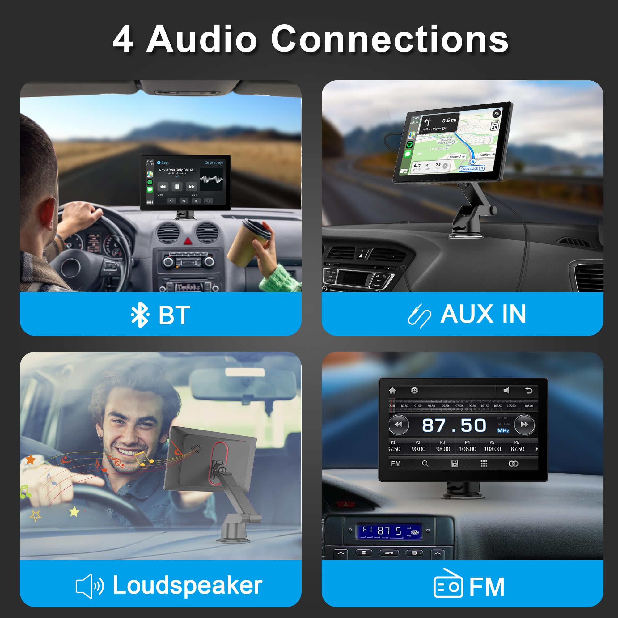 Car Stereo,9 Inch CarPlay Screen for Apple Car play & Android Auto,Portable Car Player Wireless Car Play Screen with Voice Control, Suitable for Most Vehicles (9 Inch +Camera)