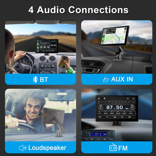 Car Stereo,9 Inch CarPlay Screen for Apple Car play & Android Auto,Portable Car Player Wireless Car Play Screen with Voice Control, Suitable for Most Vehicles (9 Inch +Camera)