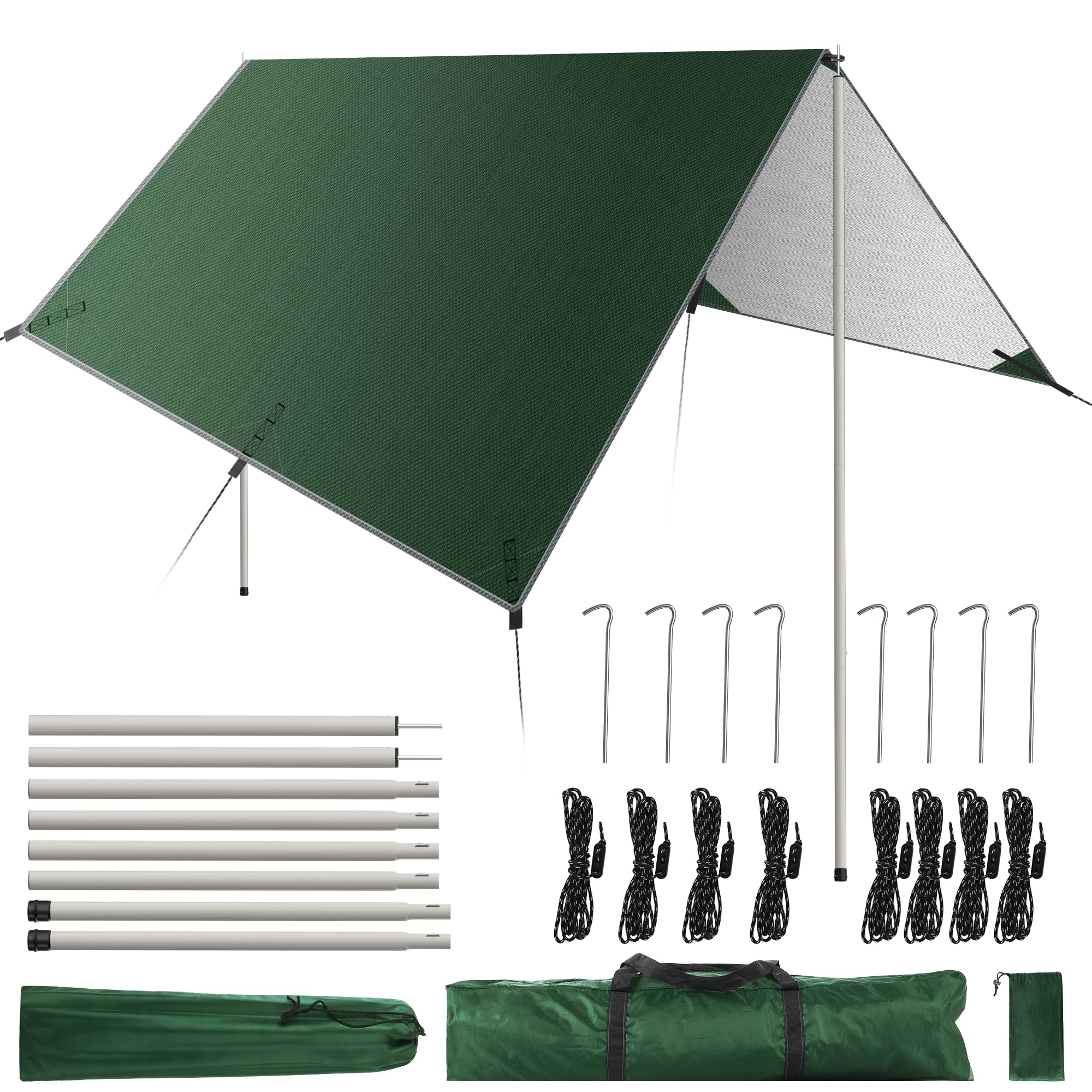 GEEDIAR Hammock Rain Fly Tent Tarp 300 x 300cm - PU3000MM-Anti-UV, Lightweight Waterproof Camping Shelter for Outdoor, Travel, Sunshade, Rain, Hammock - Poles Not Included (Dark Green)