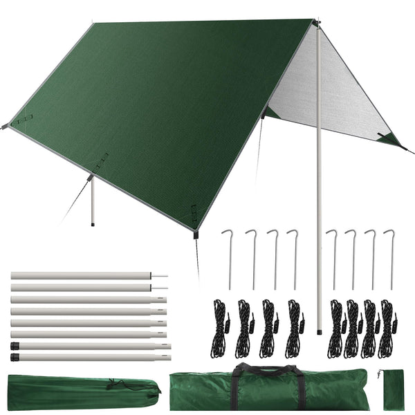 GEEDIAR Hammock Rain Fly Tent Tarp 300 x 300cm - PU3000MM-Anti-UV, Lightweight Waterproof Camping Shelter for Outdoor, Travel, Sunshade, Rain, Hammock - Poles Not Included (Dark Green)