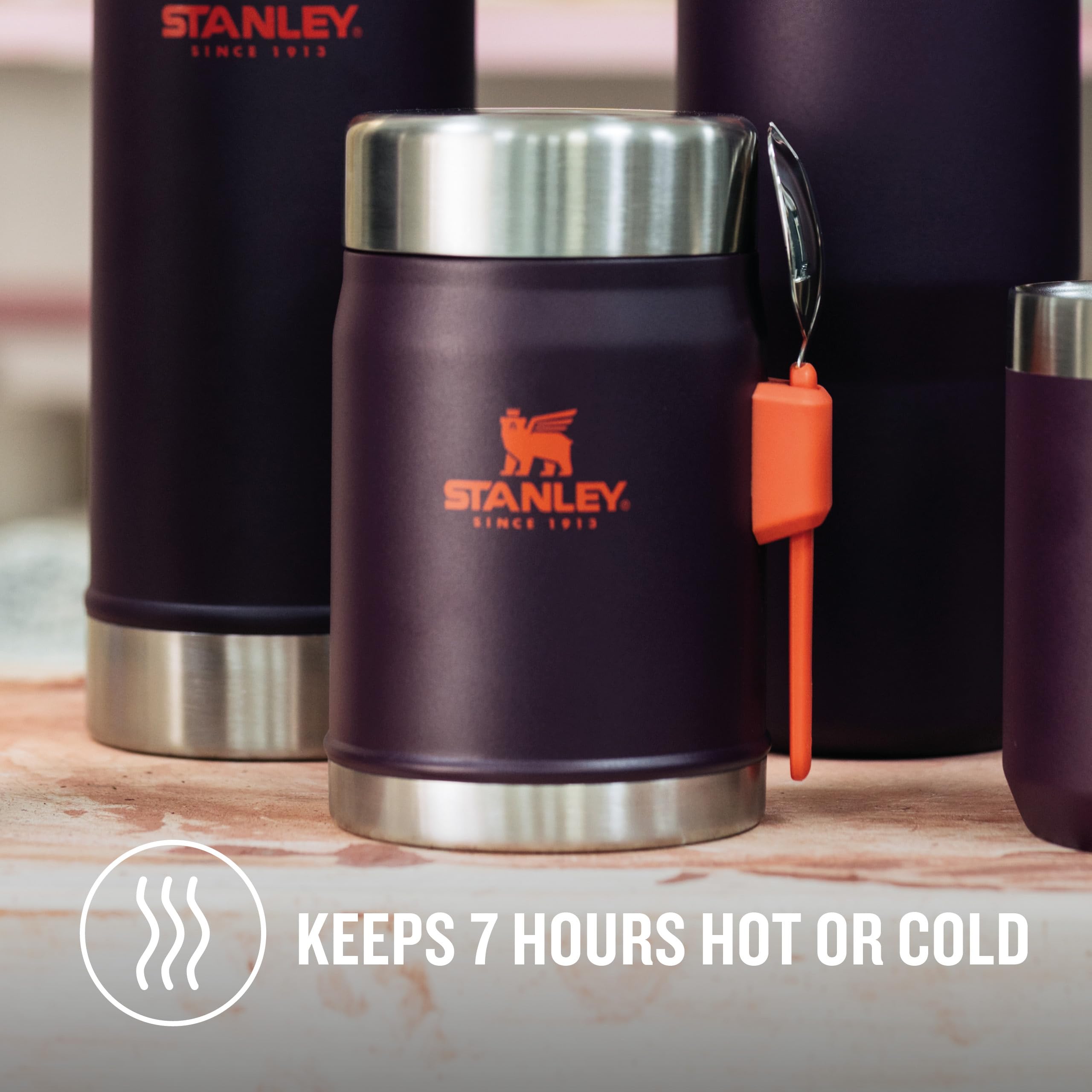 Stanley Classic Legendary Food Jar 0.4L With Spork - Keeps Cold For 7 Hours - BPA-Free Stainless Steel Soup Flask - Leakproof - Dishwasher Safe - Rose Quartz