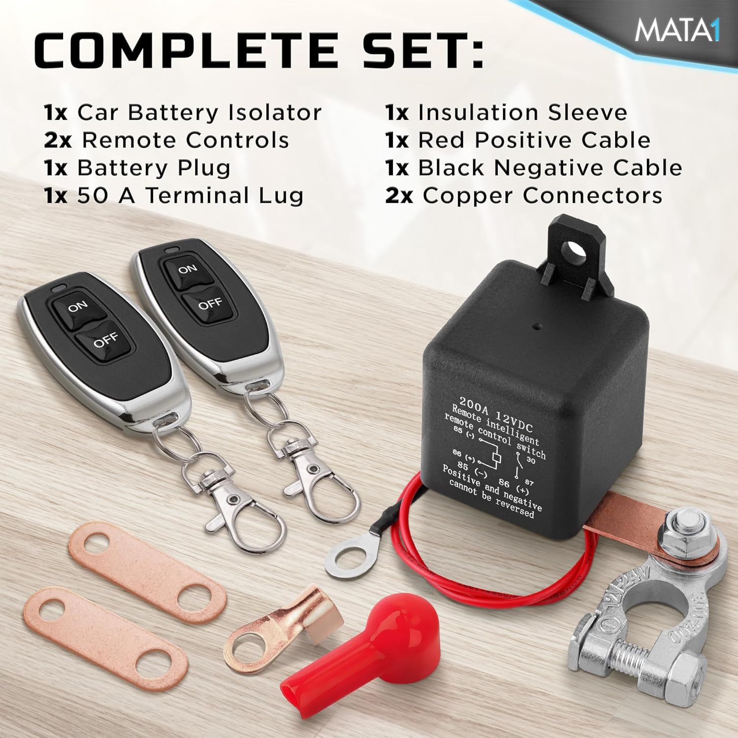 Battery Disconnect Switch - Anti-Theft Remote Car Battery Switch - Top Mount - 200 amp, 12 V - Automatic Cut Off Kill Switch