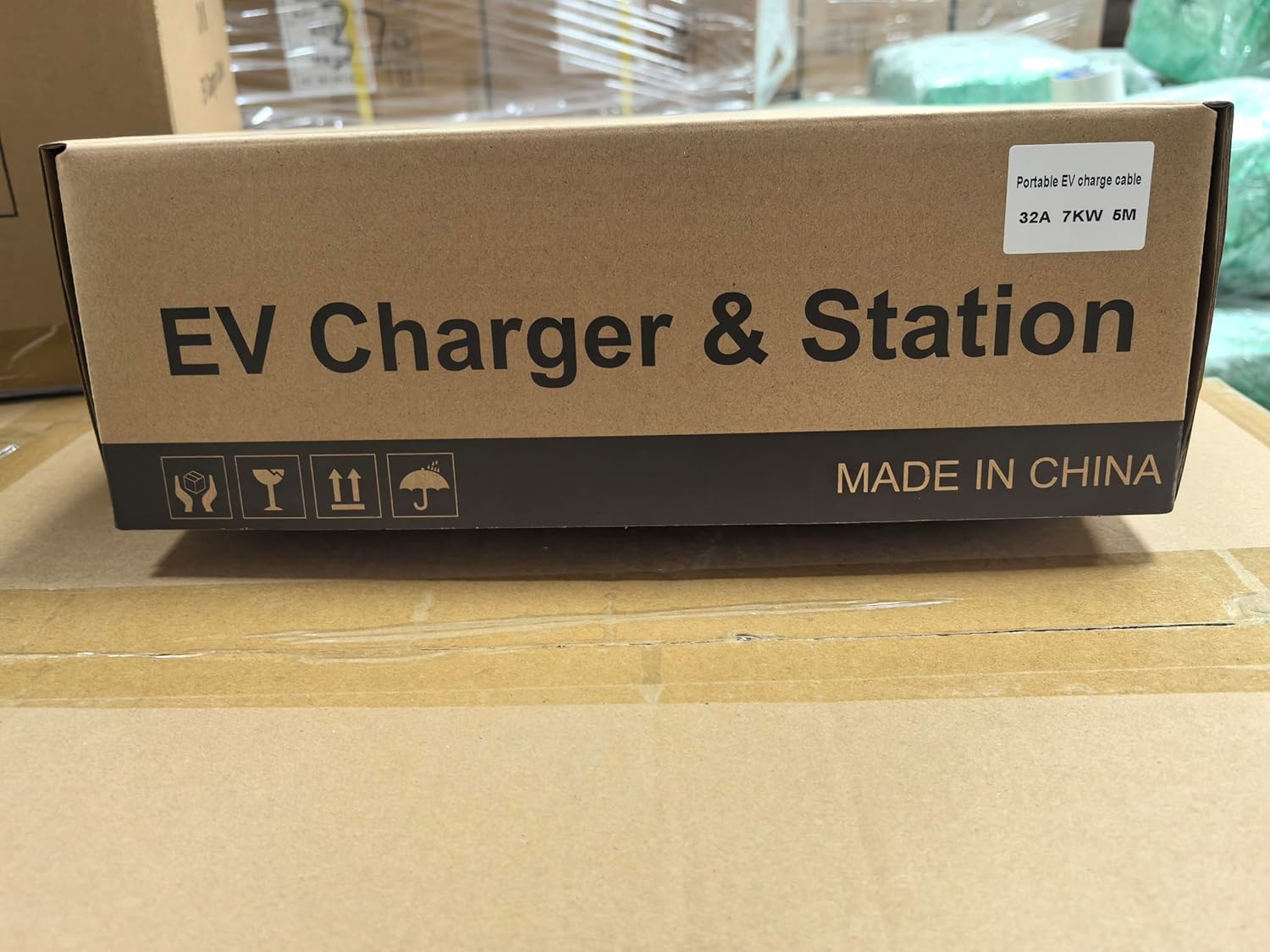Ev Charger Cable Type 2 to 3 Pin UK Plug 10M/32.8ft, 3KW 13A with Adjustable Current, Includes UI Display Screen, Storage Bag & Wall Mount