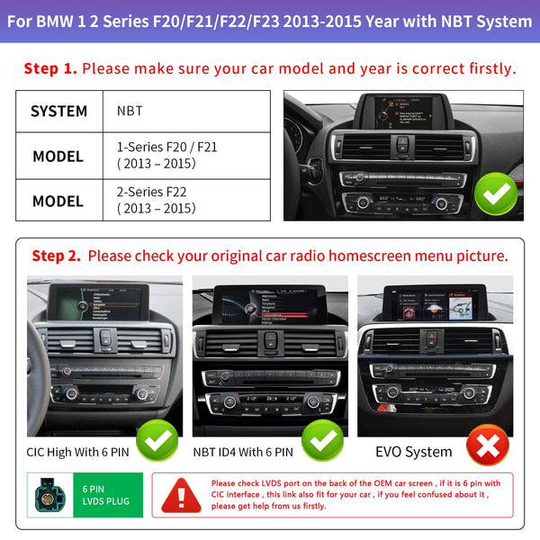 Road Top 12.3" Ultra-Narrow Touchscreen Wireless Carplay for BMW 1 & 2 Series F20/F21/F22 2013-2015 Year, Car Stereo Multimedia Radio Receiver, Support Wireless Android Auto, Mirrorlink