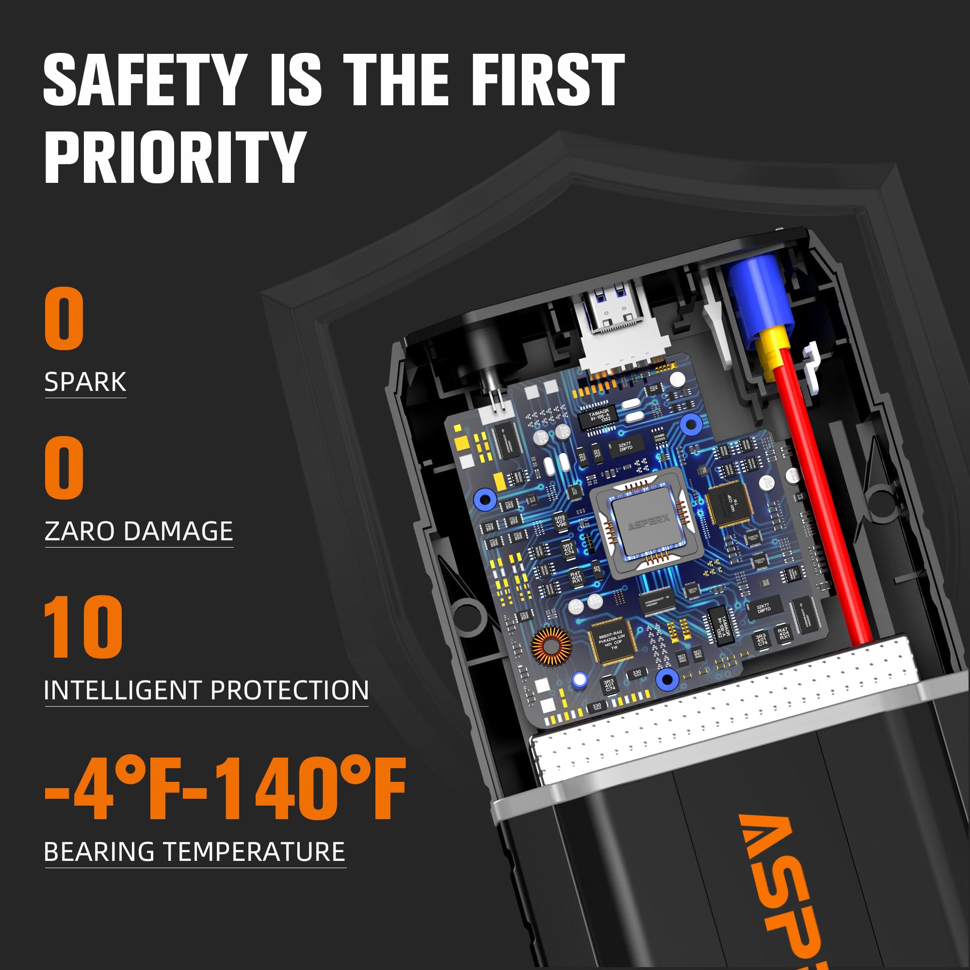 ASPERX 4000A Jump Starter Power Pack (up to All Gas or 10L Diesel Engine), 12V Car Battery Booster Pack Portable Jump Starter Power Bank with LED Display & USB-C for RV Truck SUV