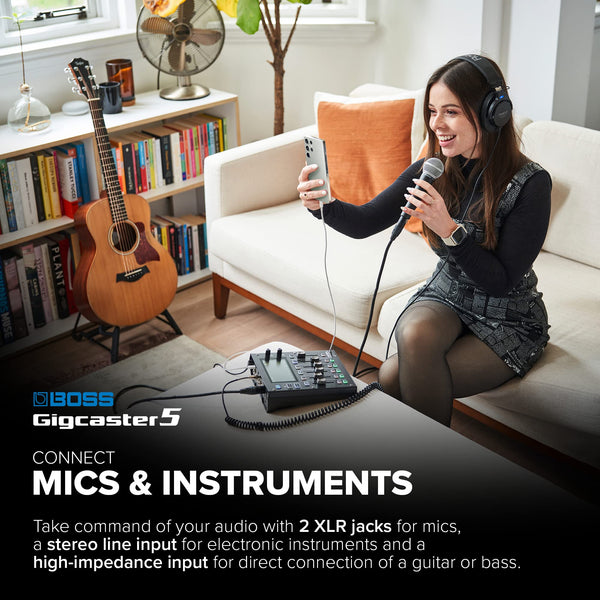 BOSS Gigcaster 8 | 8-Channel Audio Streaming Mixer with Direct Guitar/Bass Input | 4 XLR/TRS Combo Inputs | Built-In Stereo Mic | 8 SFX Pads | 20x14 USB Audio Interface | Onboard Recording | Bluetooth