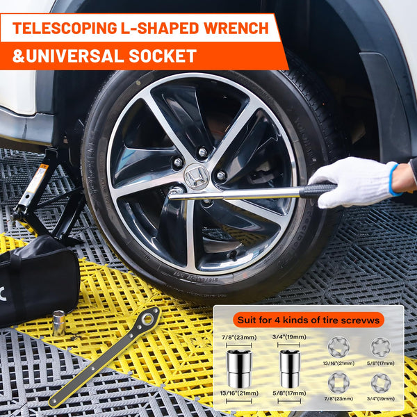 IMAYCC Car Jack Kit 2.5 Ton, Universal Scissor Jack for Car with Rubber Jack Pad, Portable Tire Changing tool with Lug Wrench, Emergency Kit for SUV MPV