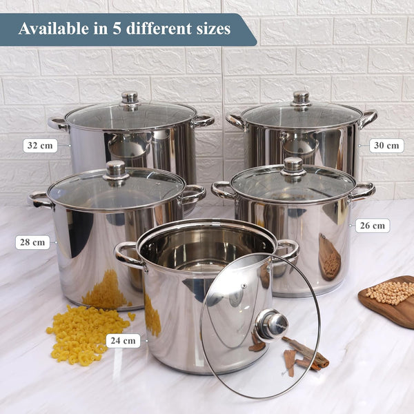 Buckingham Stainless Steel Stock Pot with lid Multipurpose Large Cooking Pot for Soups Stews (11 Litre)