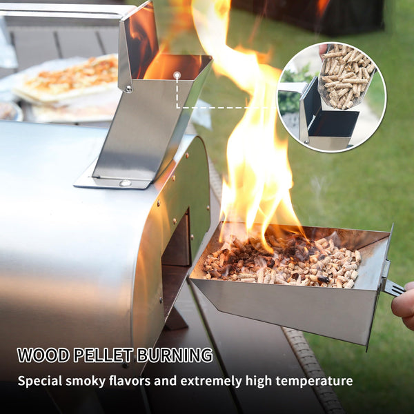 BIG HORN OUTDOORS Pizza Ovens Wood Pellet 12” Pizza Oven Cooking Pizza Maker Portable Pizza Grill (Black)