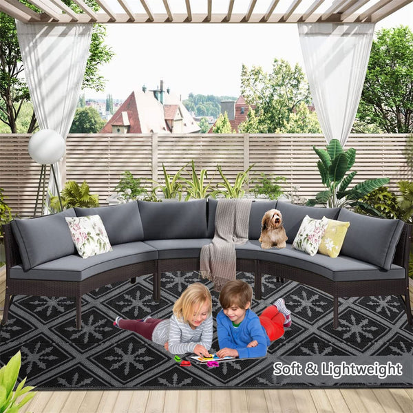 Enipate Outdoor Rugs for Garden Patios, 5x8ft Plastic Weatherproof Woven Picnic Blankets, Reversible & Easy Cleaning Deck Carpet Camping Mats