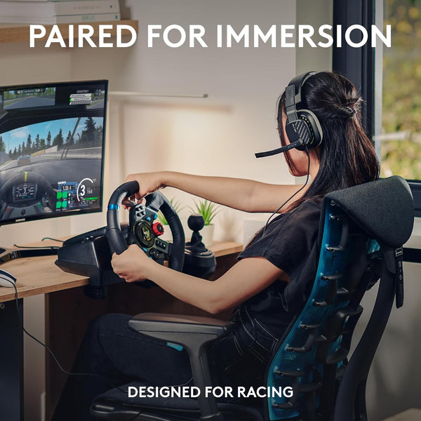 Logitech G29 Driving Force Racing Wheel and Pedals, Force Feedback, Real Leather + ASTRO A10 Gen 2 Wired Headset, Sim Steering Wheel, Pedals and Gaming Headset - For PS5, PS4, PC, Mac - Black