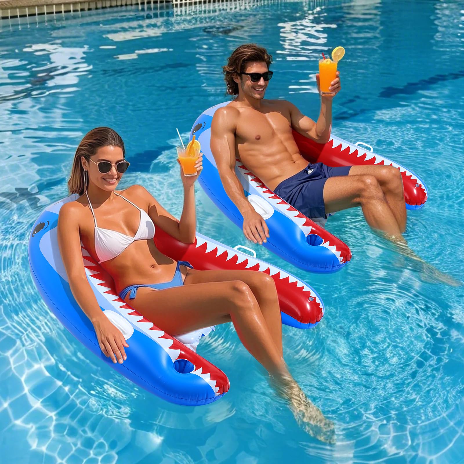 MoKo Pool Floats Adult, Floating Bed with Ice Bar, Tanning Bed Pool Raft Inflatable Lounger with Drink Holder Tanning Chair Inflatable Pool Toys for Party Beach Backyard