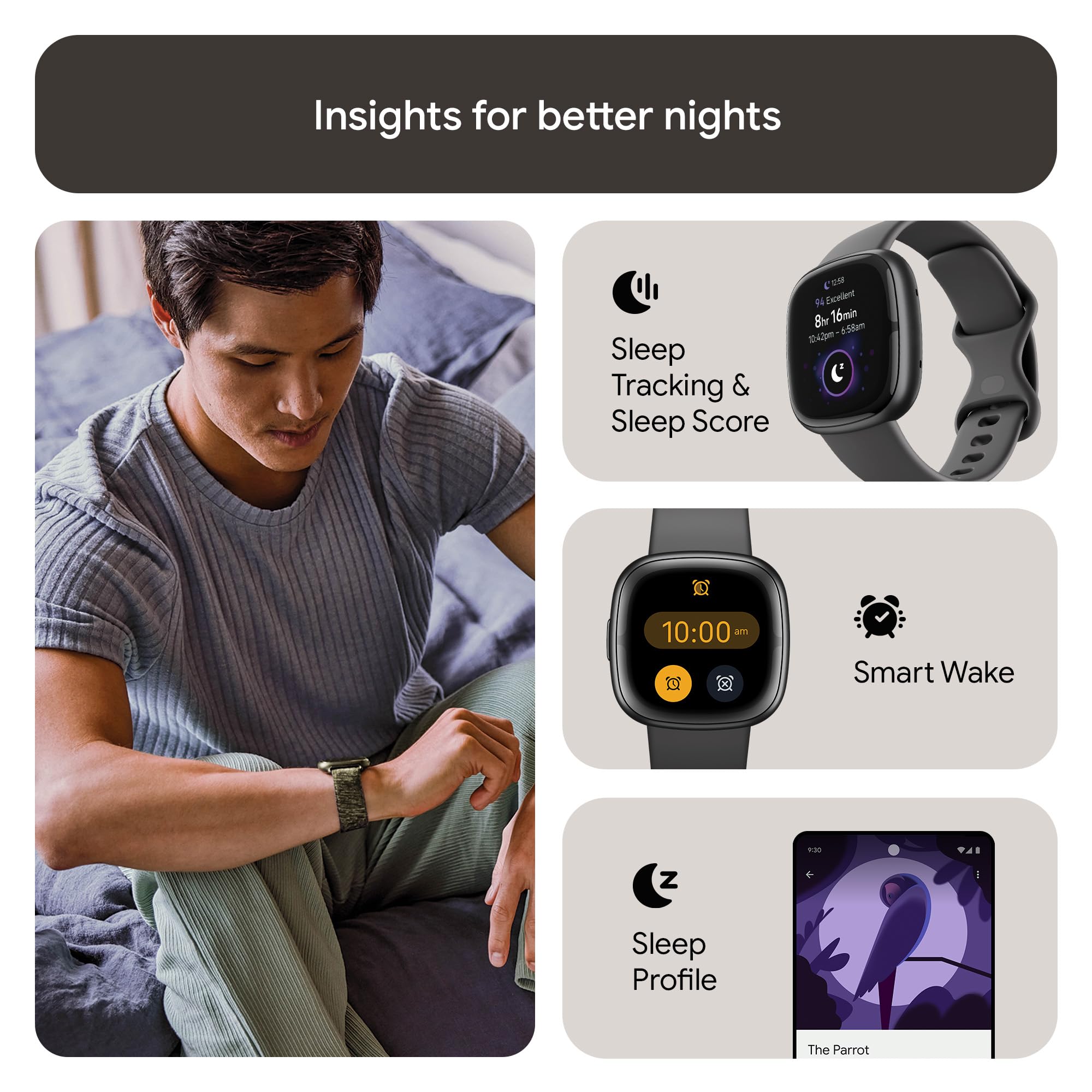 Google Fitbit Sense 2 Health and Fitness Smartwatch with built-in GPS, advanced health features, up to 6 days battery life - Compatible with iOS 15 or higher & Android OS 9.0 or higher