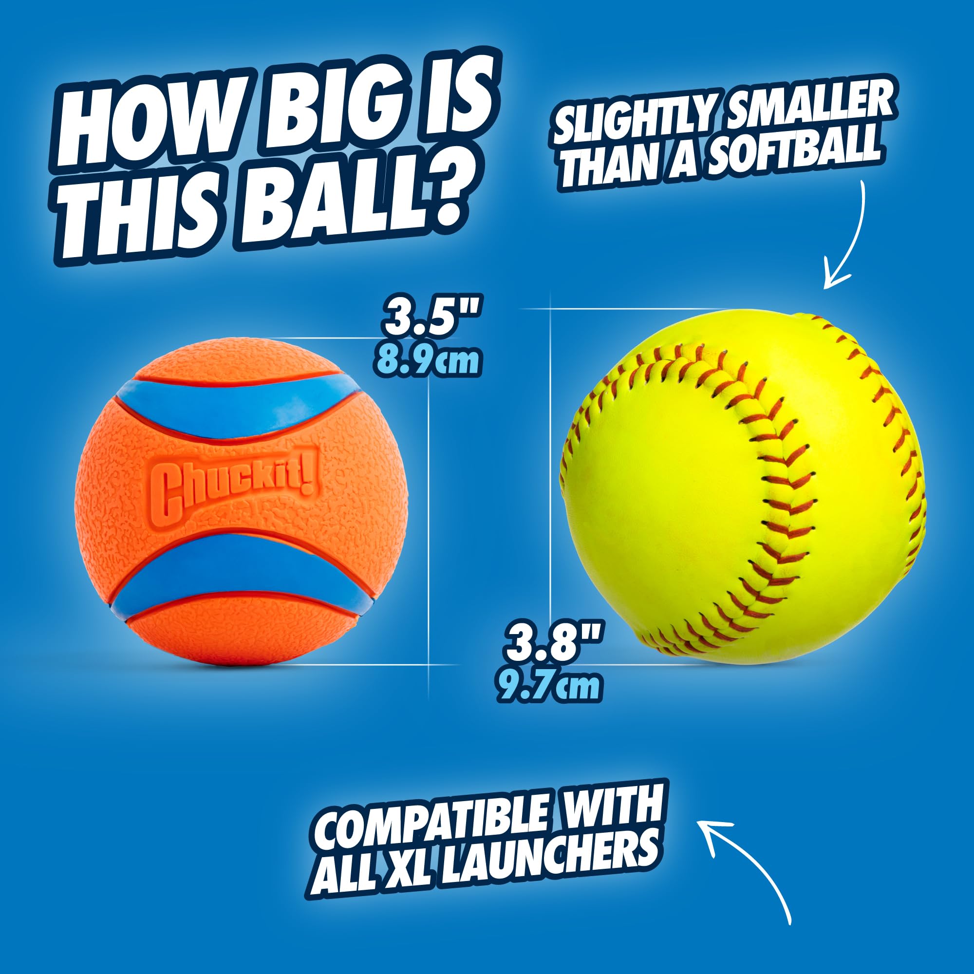 ChuckIt! Ultra Ball Dog Toy, Durable High Bounce Floating Rubber Dog Ball, Launcher Compatible Toy For Dogs, 2 Pack, Medium