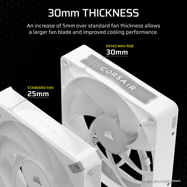 CORSAIR iCUE LINK RX120 MAX RGB 120mm PWM Thick Fans with iCUE LINK System Hub – High-Static Pressure – Magnetic Dome Bearing – Triple Pack – White