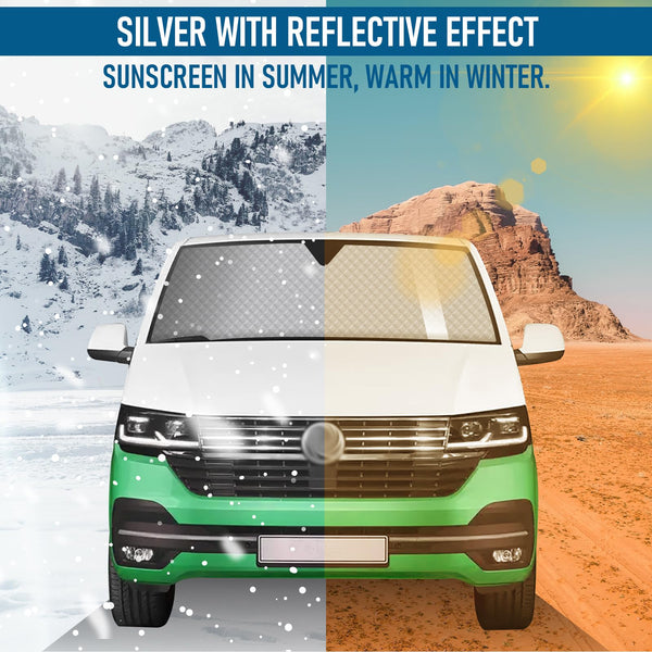 MaxAwe 8Pcs Internal Thermal Blind Set Fits for VW T5/T6 LWB, Luxury Sunshade Wrap Cover Kit, Window Front Screen Cover, Summer Uv Sun Blind & Winter Insulation Cover for VW Campervans & Motorhome