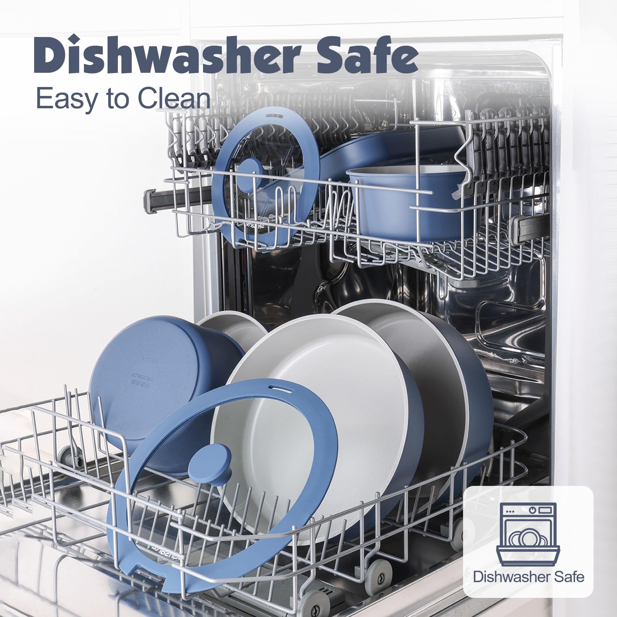 SENSARTE 17 Piece Pots and Pans Set, Nonstick Detachable Handle Cookware, Induction Kitchen Cookware Set with Removable Handle, Healthy Non Stick RV Cookware, Oven Safe (Black)