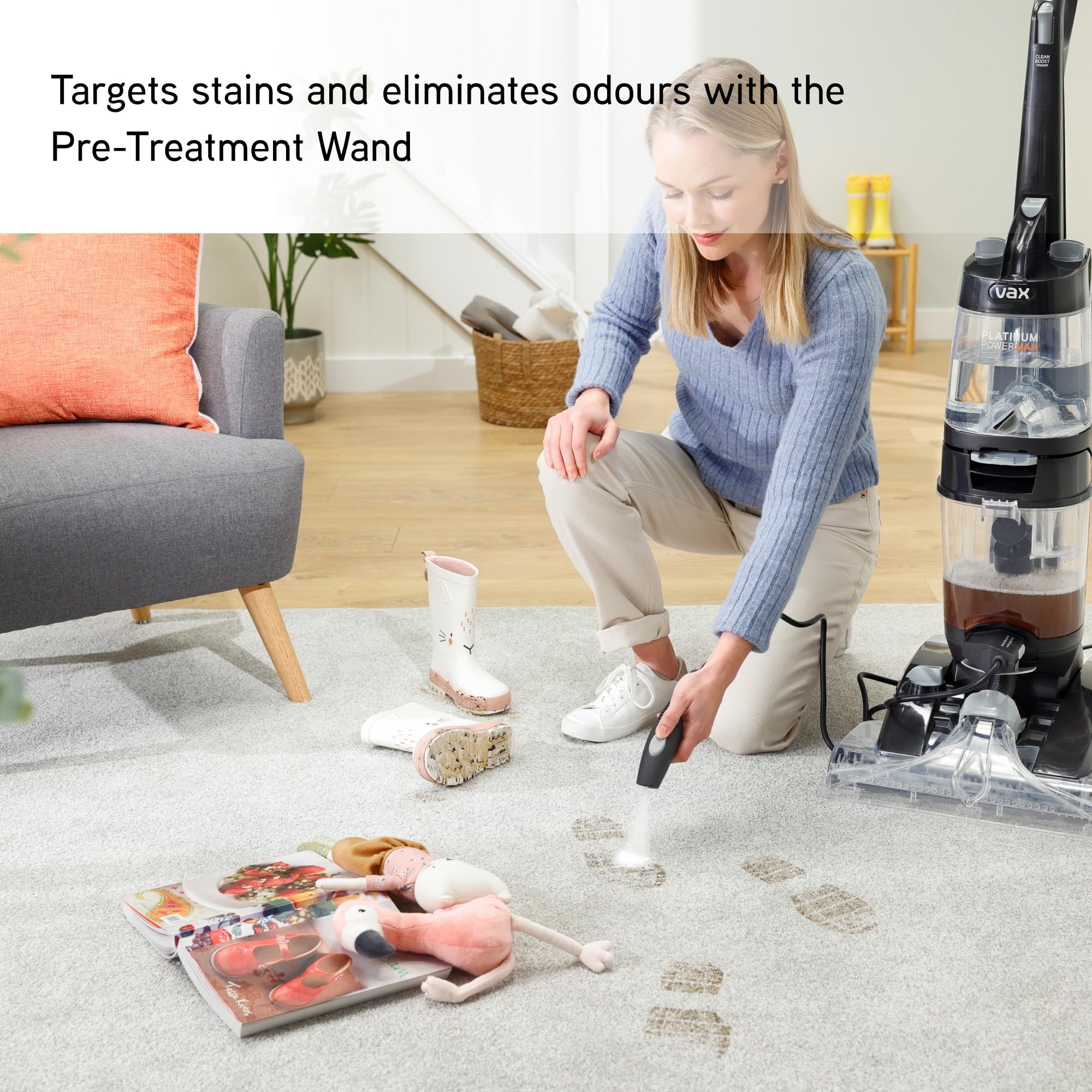 Vax Platinum Power Max Carpet Cleaner, Removes 93% of Bacteria, Proven to clean better than the leading rental, Black