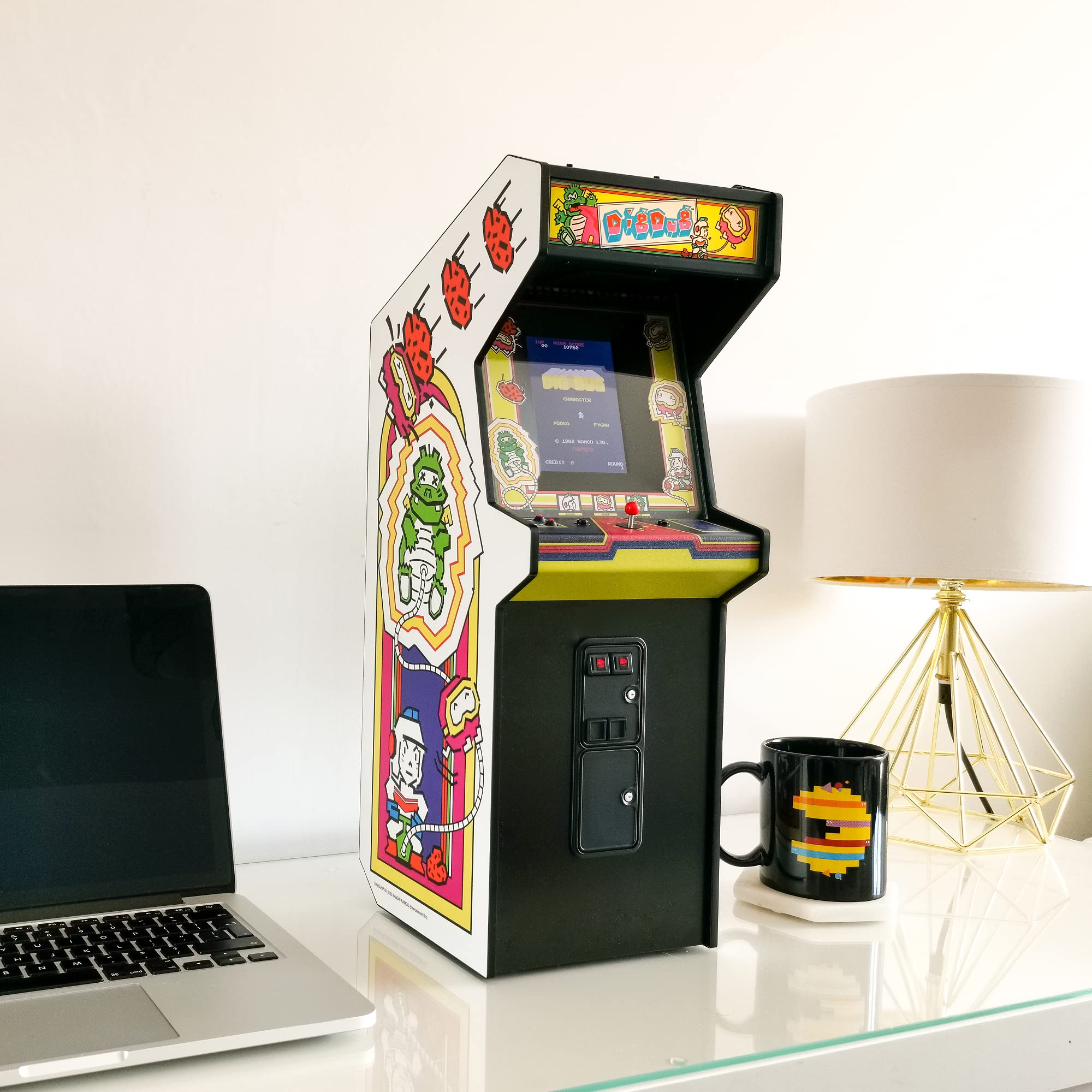 Quarter Arcades Numskull Dig Dug Collector's Edition Mini Arcade - 1/4 Scale Authentic Wooden Replica, Original ROM, Rechargeable Battery & 3W Speakers for Retro Enthusiasts [video game]