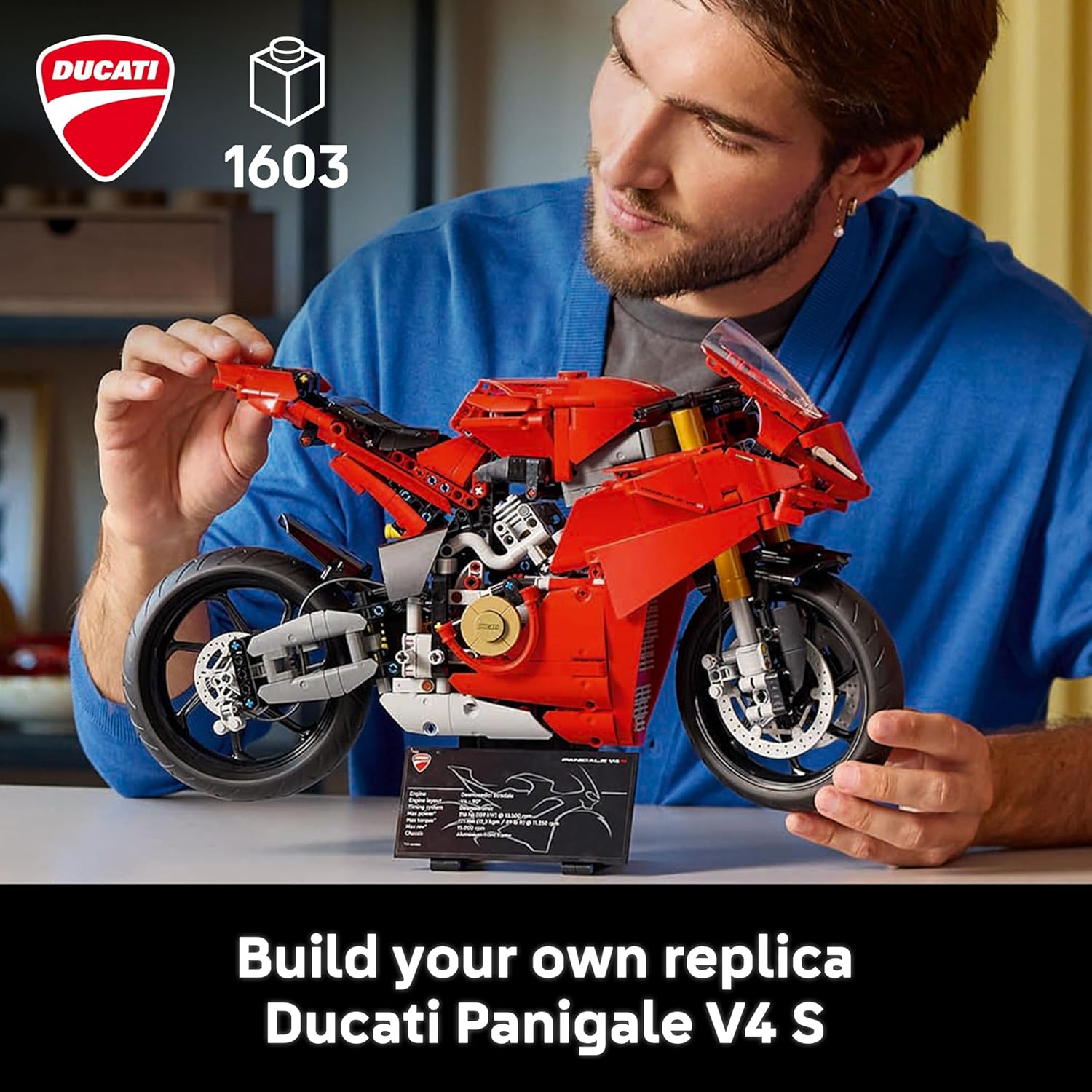 LEGO Technic Ducati Panigale V4 S Motorcycle Model - Building Sets for Adults, Men & Women Aged 18+ - Gifts for Motorbike Fans - 42202