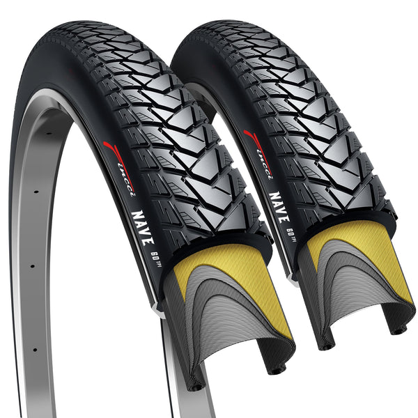 Fincci Gravel Bike Tyres 700x35c - Pair Foldable Bicycle Tires 28 inch with 1 mm Nylon Antipuncture, Tyre 37-622 60 TPI for Gravel, Mountain,