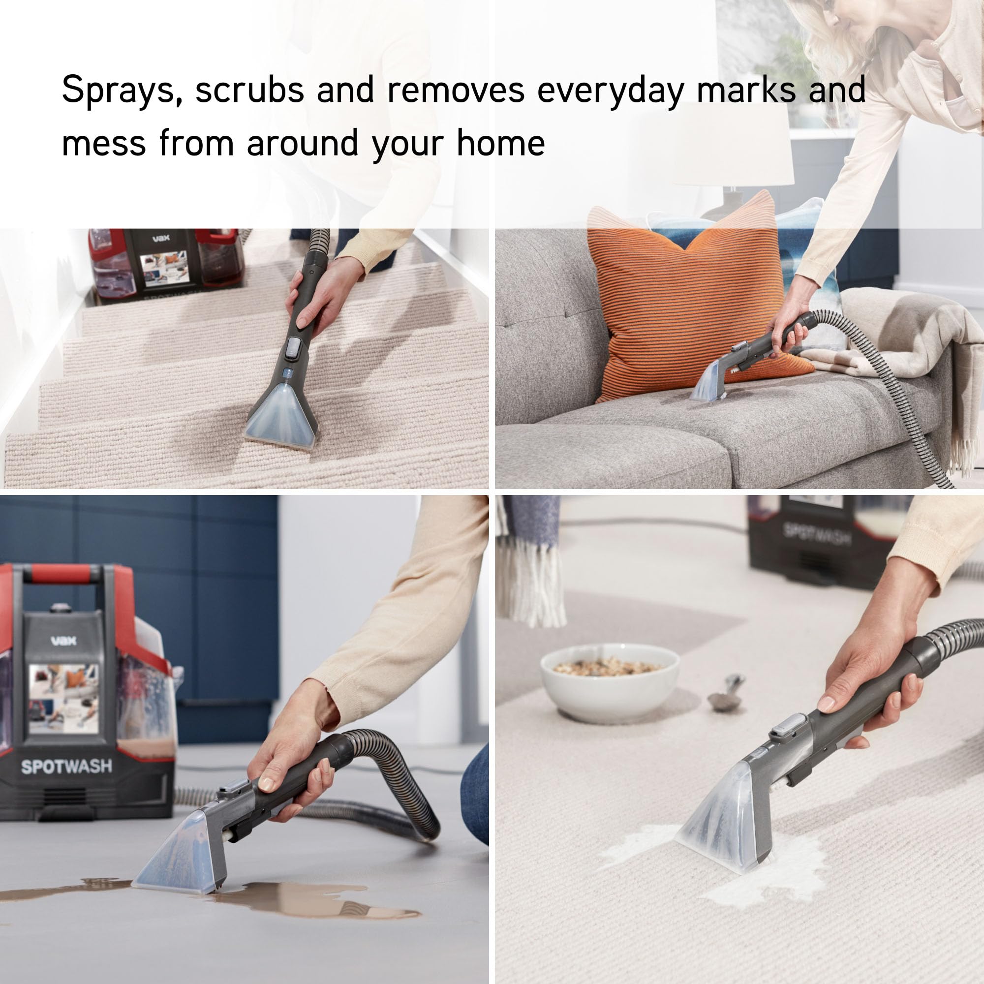 Vax CDCW-CSXA SpotWash Duo Spot Cleaner, Car, Upholstery, Sofa Carpet Cleaning Machine, Included Pet Tool & Solution Removes Spills & Stains, Portable and Compact Design, 1 Liter, Grey/Blue