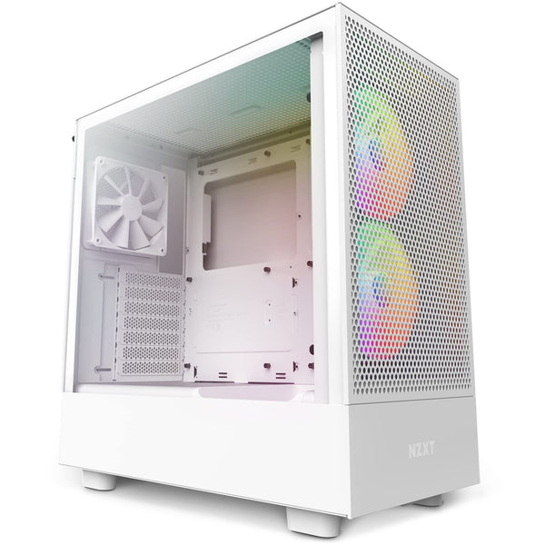 NZXT H5 Flow RGB - Compact ATX Mid-Tower PC Gaming Case - High Airflow - F360 RGB Core (CV) Included - 360mm Front & 240mm Top Radiator Support - Cable Management - Tempered Glass - White