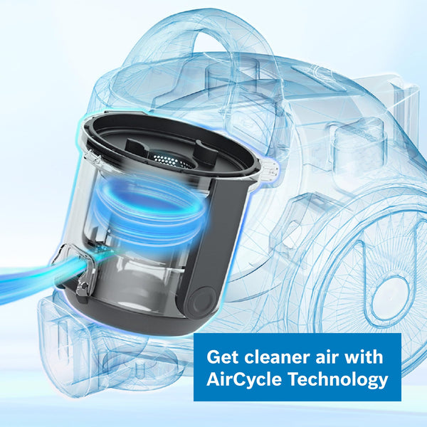 Bosch Series 2 BGS05BU2GB Bagless Cylinder Vacuum Cleaner with Mini AirTurbo Nozzle, Suitable for Hardfloor, Carpet & Car, Compact & Lightweight, 700W, 1.5L, Turquoise