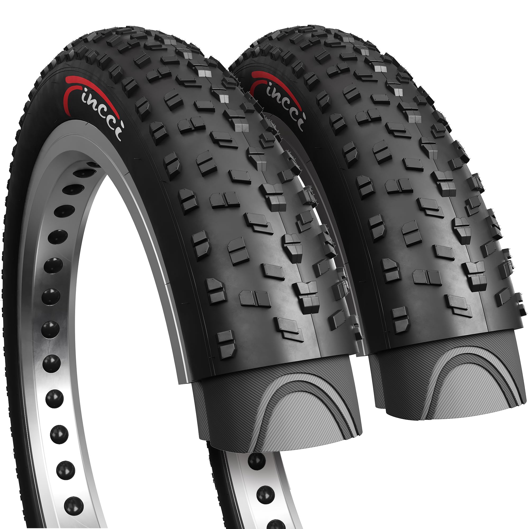 Fincci Fat Bike Tyres 26 x 4.0 Inch - Foldable Pair for Electric Bikes & Adult Mountain Bikes 100-559, Suitable for Off-Road, Dirt, Mud, Snow and