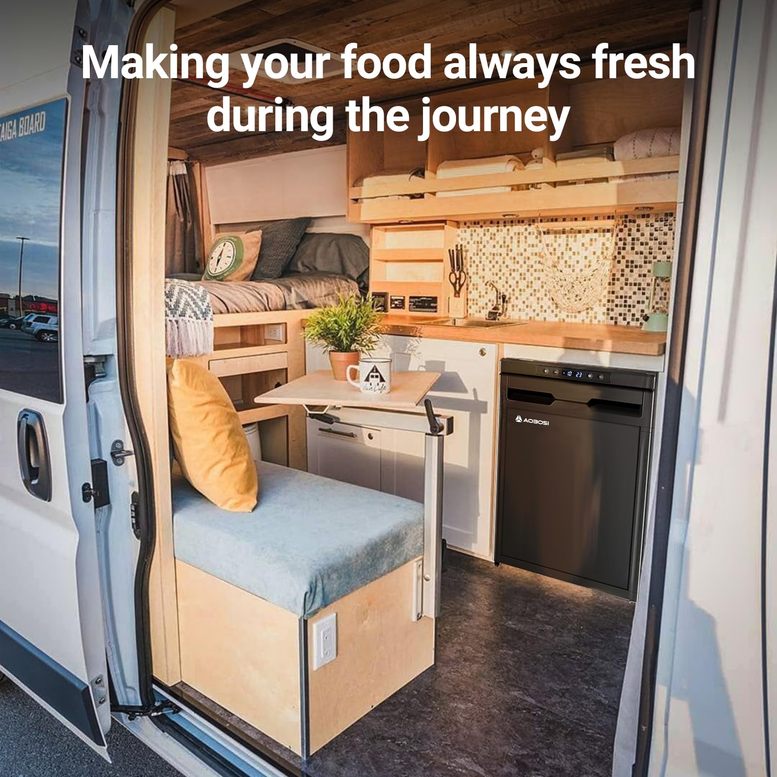 AAOBOSI 83L Campervan Fridge, Camping Refrigerator with APP Control, 12V Fridge Freezer for Campervan, Car, Truck, Boat, Motorhome, Travel