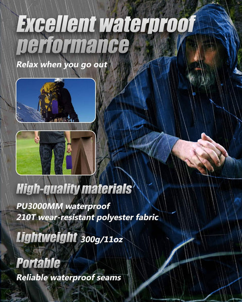 Victoper Waterproof Poncho Adult, Reusable Rain Poncho Adult Waterproof Poncho Waterproof Adult Lightweight Waterproof Raincoat for Outdoor Hiking Camping Cycling Traveling