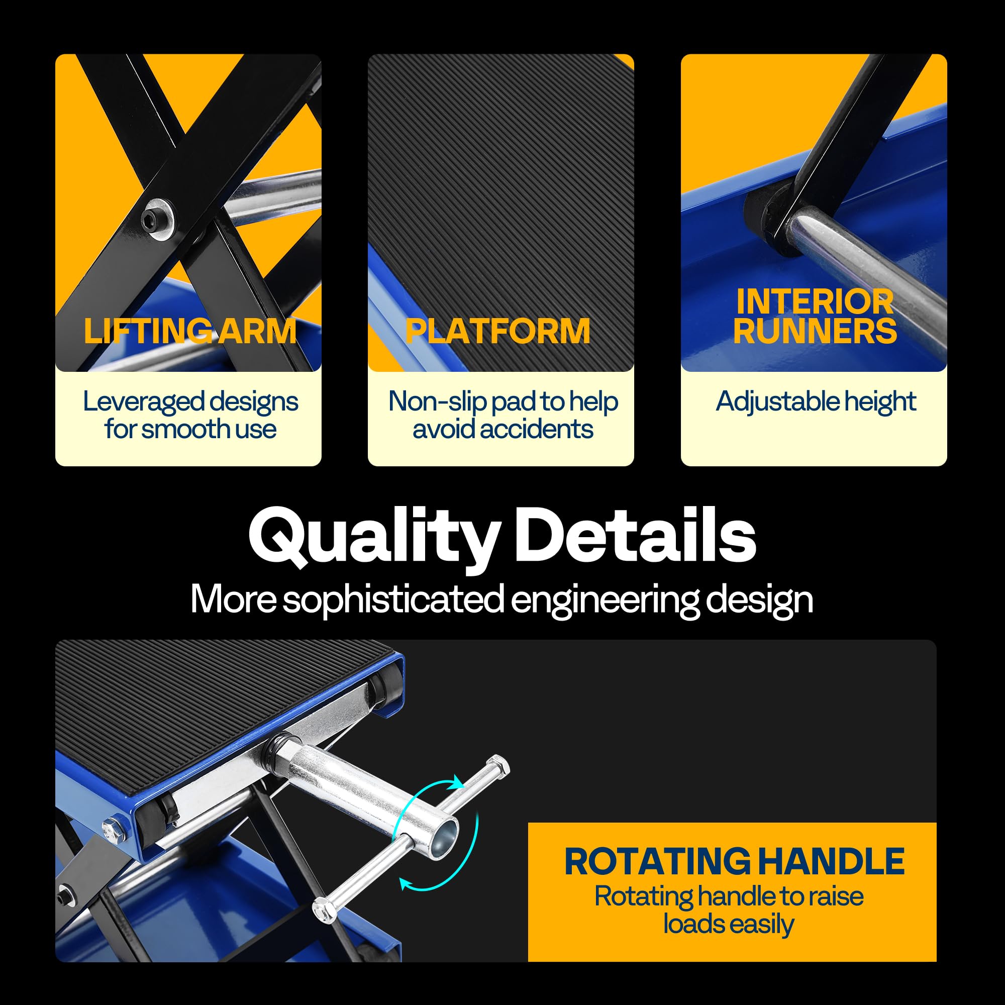 VIVOHOME Motorcycle Scissor Lift Jack Height Adjustable Heavy Duty Steel with Anti Slip Wide Deck Hoist Crank Center Stand 500KG Capacity for Motorcycles, ATVs, Dirt Bikes