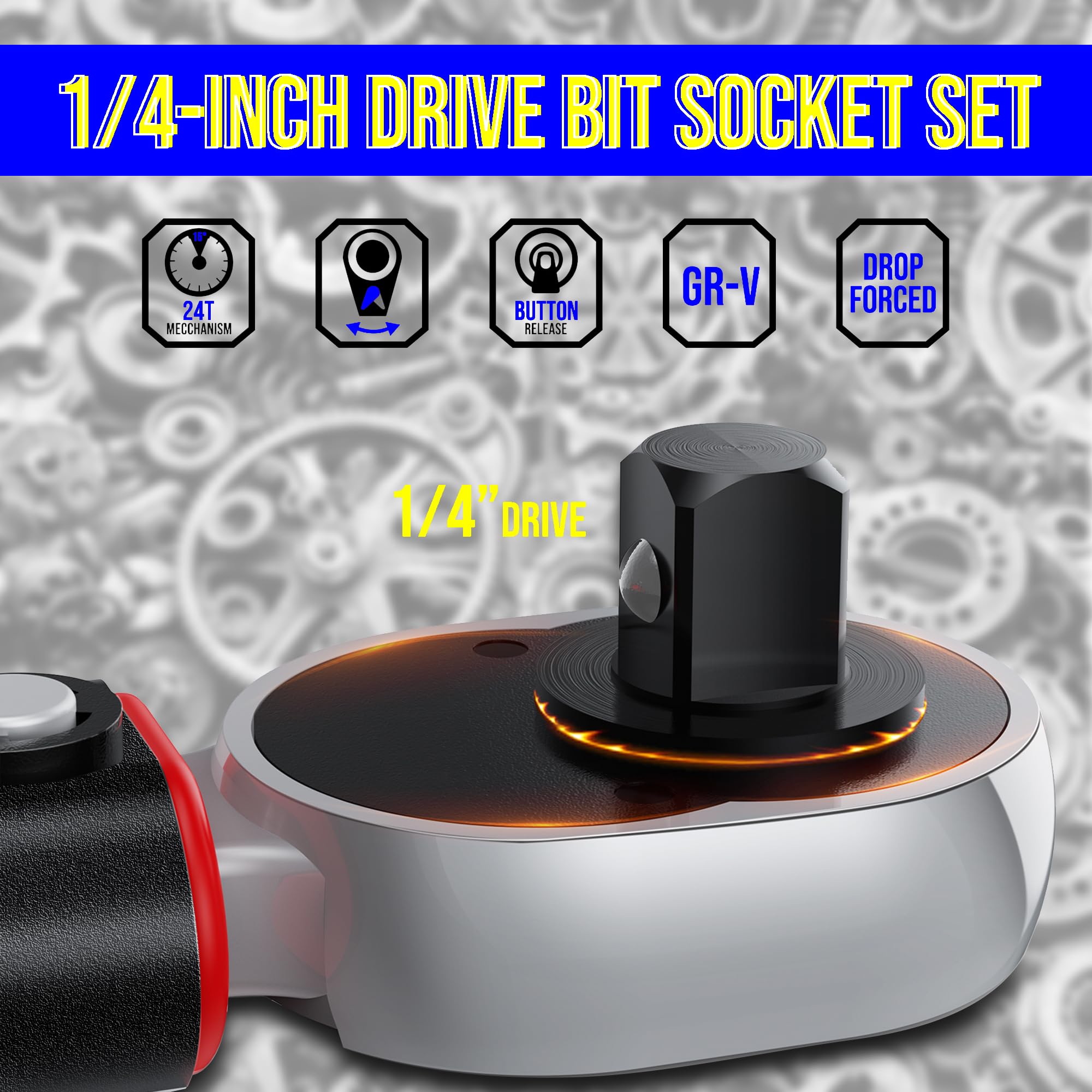 1/2" Torque Wrench Set, Car Wheel Torque Spanner 20-230 Nm with 3/8'' Adapter, ± 3% Accuracy, 72 Tooth for Car Repair, Tire Replacement Etc