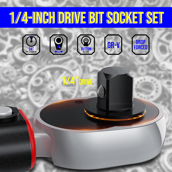 1/2" Torque Wrench Set, Car Wheel Torque Spanner 20-230 Nm with 3/8'' Adapter, ± 3% Accuracy, 72 Tooth for Car Repair, Tire Replacement Etc