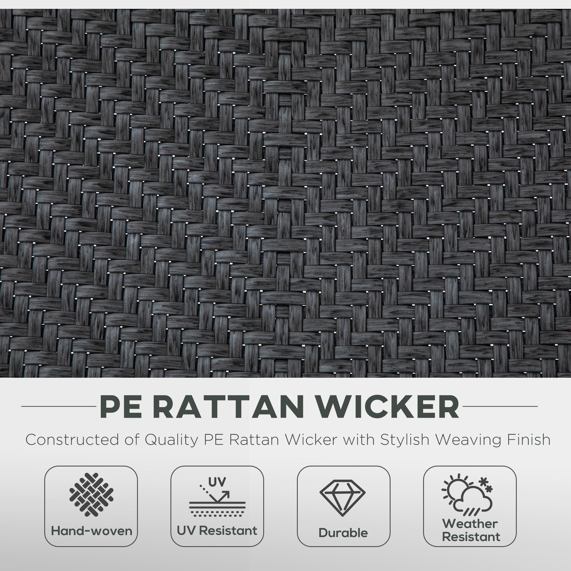 Outsunny Set of 2 Outdoor Wicker Folding Chairs, Patio PE Rattan Dining Armrests Chair set with 7 Levels Adjustable Backrest, for Outdoors, Camping, Brown